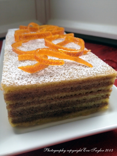 A mildly spiced layered cake